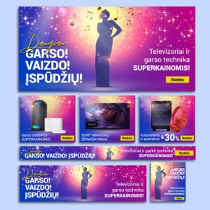 Išskirtinės reklamos kūrimas, adaptavimas įvairiais dydžiais